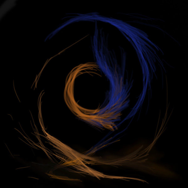 a ring of blue and onrange flames